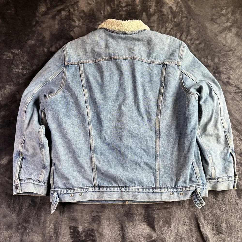 Levi's Mens Trucker Jacket XXL Light Wash Denim Sherpa Lined Type III Coat